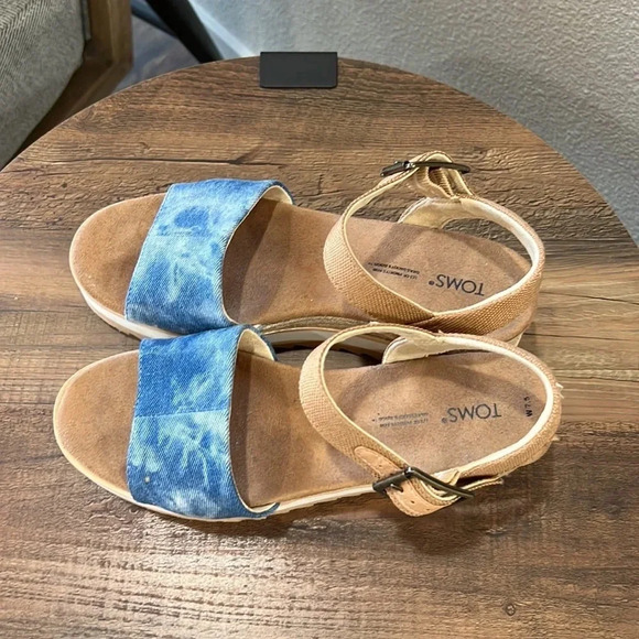 Toms Denim Blue Tie Dye Espadrille Size 7.5 - Picture 3 of 10